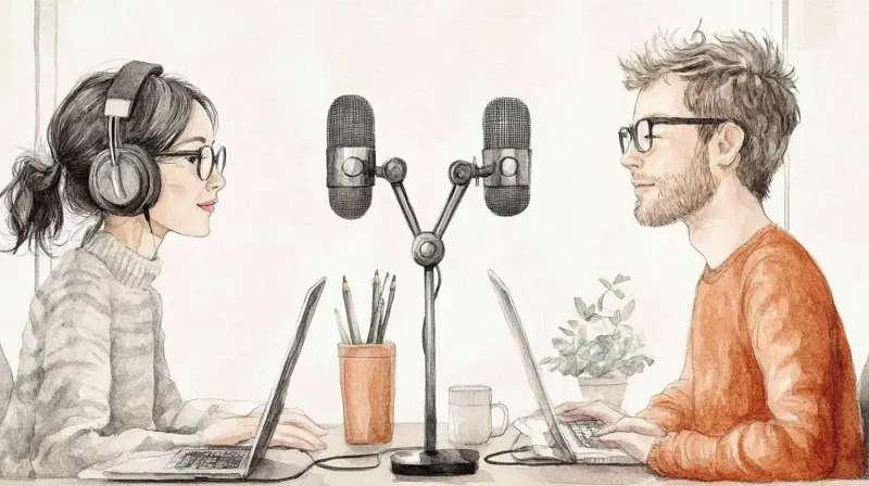 two podcasters illustration